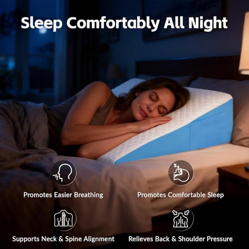 Image of Wedge Pillow for Sleeping, 7.5 inch Memory Foam Bed Wedge Pillow