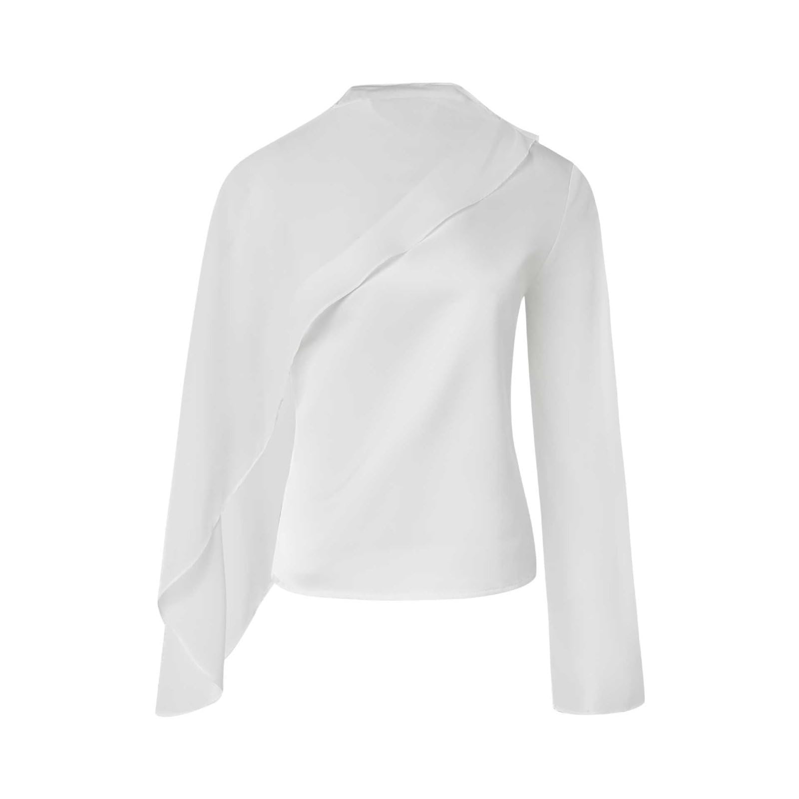 Blouse Pour Femmes À Manches Longues Fluides Coupe Slim Mode Sexy En Résille Châle Asymétrique
