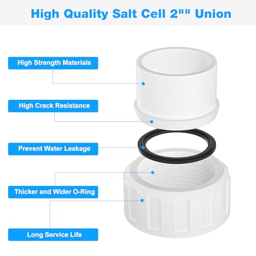 JIOTAR Salt Cell Union 2\" Kit Replacement Hayward Salt Chlorine Generators Slip Spa GLX-Cell-Union, Hayward Turbo Cell T-15 T-3,Hayward Salt Cell Pool and Spa Pump Parts - 2 Pack
