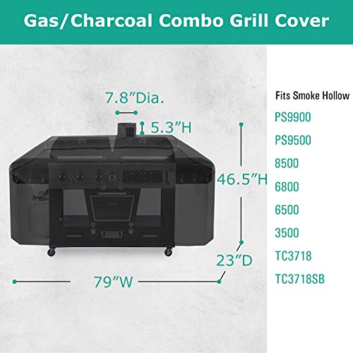 Sunpatio Outdoor Heavy Duty Waterproof Grill Cover Compatible For Smoke Hollow Pit Boss Gas/Charcoal Grill And More, Uv Resistant Barbecue 79 Inch Cover With Sealed Seam, All Weather Protection, Black #TOP1
