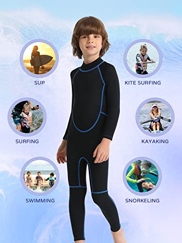 Kids Shorty Wetsuit For Boys And Girls, 2Mm Neoprene Thermal Diving Swimsuits Keep Warm Back Zip For Water Sports (2X-Small, 2Mm Full Blue) #TOP4