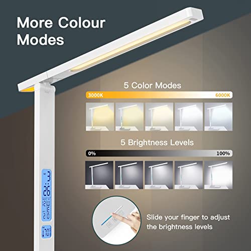 LAOPAO LED Desk Lamp with Wireless Charger, USB Charging Port, Touch Sliding Dimmable Auto Timer Table Lamp with Night Light - Image 2