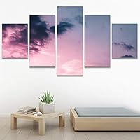 SIGNWIN 5 Panel Canvas Wall Art Coastal Multicolor Photography Relax/Calm Romantics Sunset for Home Decorations Ready to Hang - 60