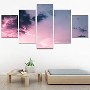 SIGNWIN 5 Panel Canvas Wall Art Coastal Multicolor...