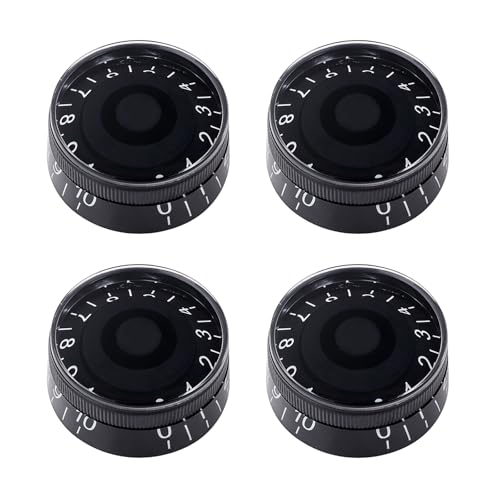 Banworks '60s Style Electric Guitar Control Knobs Imperial 24-Spline 2 Tone 2 Volume Knobs 6mm (15/64') Speed Knobs for Gibson Les Paul SG Electric Guitars Pack of 4 JT/XN-08 Black with White Number