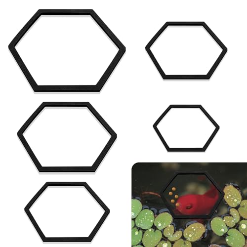 PEUTIER 5uds Corral Flotante para Plantas de Acuario, Anillos de Espuma para Alimentación de Peces Hexágono Anillo de Alimento para Peceras para Mantener Las Plantas Flotantes en su Lugar (Negro)