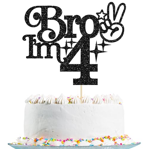 Gyufise 1 decoración para tartas con purpurina para 4º cumpleaños, decoración para tartas con texto en inglés "It's My 4th Birthday" para niños y niñas de 4 años, suministros para fiestas de