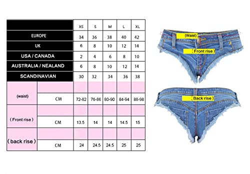 Faringoto Women's Low Rise Stretch Denim Bra Chain Briefs Party Girls Hot Pants Small #TOP1