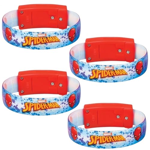 amscan 3902386 Bracelet lumineux Spider Man - 9 cm x 18 cm | Multicolore | 4 pièces