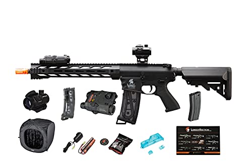 Lancer Tactical Gen 2 Airsoft Rifle HIGH FPS SPR Interceptor M4 GEN 2 Polymer- Electric Full/Semi-Auto Airsoft AEG Rifle with 0.20g BBS, Charger and Battery
