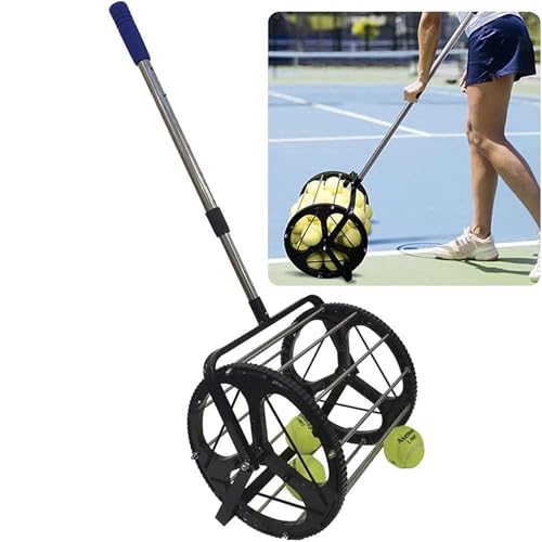 Colector de pelotas de tenis rodillo telescópico altura ajustable capacidad 55 pelotas entrenamiento tenis