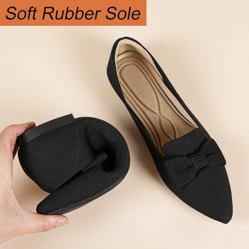 Flats for Women Mesh Ballet Flats with Bow Pointed Toe Dressy Comfortable Knit Breathable for Work Office3