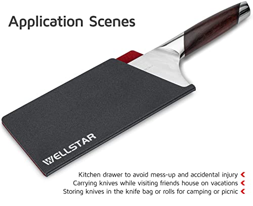 WELLSTAR Big Knife Edge Guard, Wide Meat Cleaver Knife’s Blade Covers, BPA Free ABS Protective Blade Sheath, Non-Scratch Felt Lining Butcher Chef Knife Cover (Knives not included)