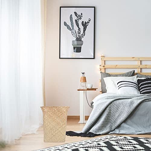 Image of Alipis 1Pc Straw Woven Wastebasket Multi-Purpose Trash Container for Home Office Creative Storage Holder for Living Room Bedroom Kitchen and Room