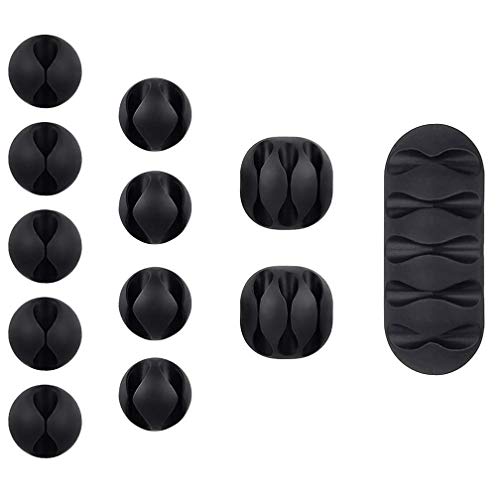 Multipurpose Black Cable Clips Viaky Cord Management System, For Organizing Cable Cords Home And Office, Self Adhesive Cord Holders Desk Cable Organizer #TOP24