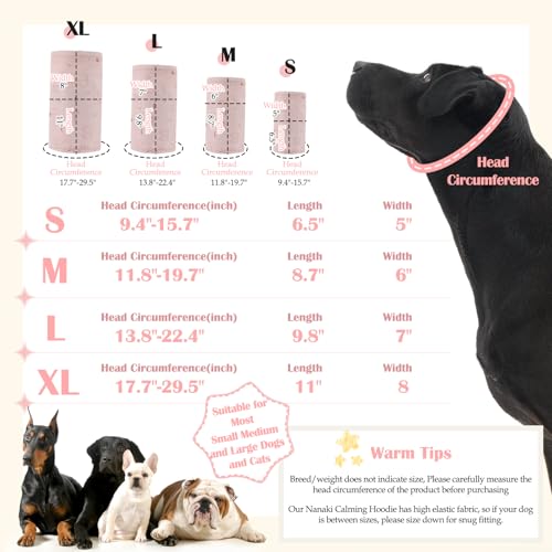 Image of Nanaki Soft Dog Ear Covers For Blow Drying Grooming-Quiet Dog Noise Cancelling Ear Muffs Protection For Sound Thunderstorm,Fireworks,No Shake Head Wrap Hematoma Anti-Scratching,Snood Protector Pink,XL
