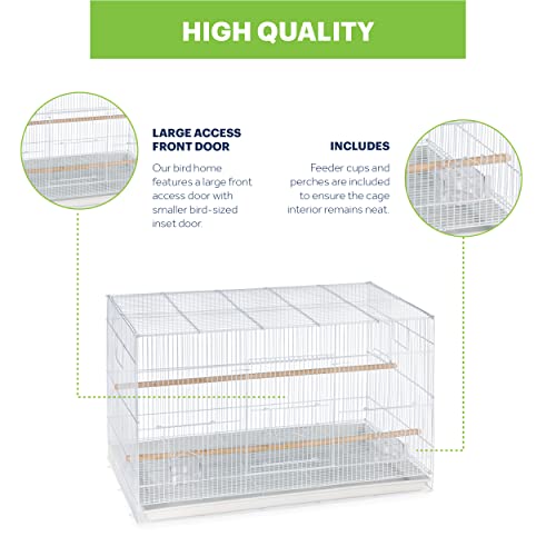 Image of Prevue Pet Products Flight Cage Metal Steel Bird Crate, Multi-Bird Home Stackable Cage for Birds, Home Crate for Extra-Small Pet Parakeets, Finches, and More, White