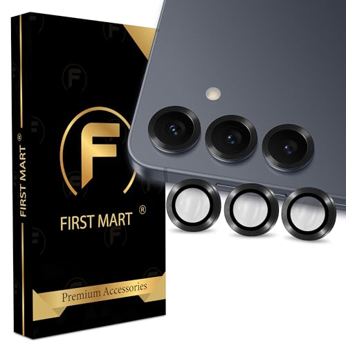 Image of FIRST MART Black Camera Ring Guard Protector for Samsung Galaxy S25 | Tempered Glass with Metal Alloy Rings, HD Clear, Scratch Resistant, Case-Friendly | Pack of 1