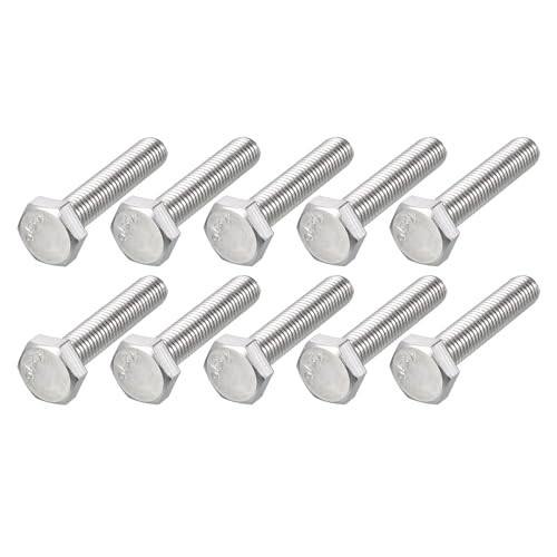 Image of METALLIXITY Hex Bolts (M10-1.5x50mm) 10Pcs, 304 Stainless Steel Coarse Fully Threaded Hex Head Screw Bolt Machine Screws - for Furniture Repair, Silver