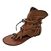 Tassel Sandals for Women, Retro Bohemian Gladiator Fringe Casual Shoes Flat Clip Toe Ankle Boots Beach Sandals T-Strap Roman Open-Toe Sandals