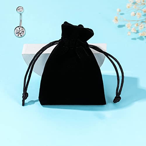 Pwueitr Belly Button Ring For Women Men 14G 8Mm 10Mm 12Mm 14Mm Titanium Round Rhinestones Navel Barbell Stud Body Piercing Jewelry,Silver 12Mm #TOP6