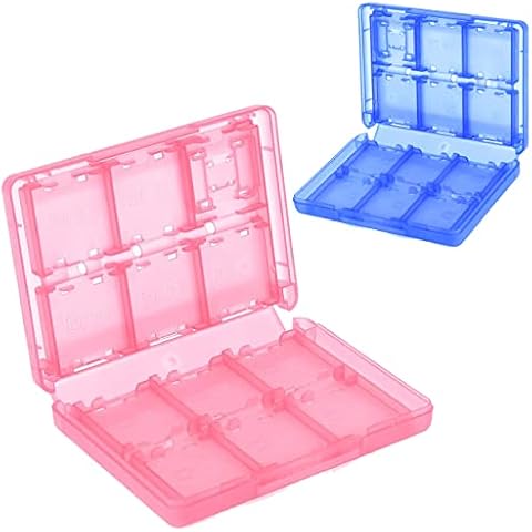 Luniquz DS Game Holder Game Card Organizer Carry Case for Nintendo DS, DS Lite, 3DS, New 3DS, Dsi, Dsi XL, Blue+Pink Cover