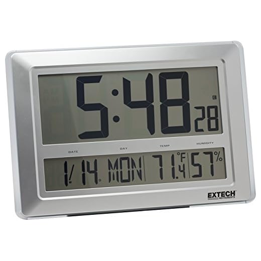 Extech CTH10A Radio Controlled Hygro-Thermometer Clock,Silver