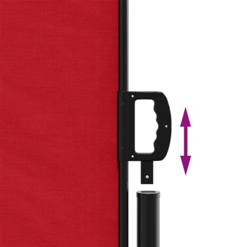 Store latéral extensible rouge 140x1000 cm en acier et polyester - 6