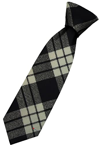Cravate en laine d'Écosse MacFarlane tartan noir et blanc haut de gamme tissée à la main