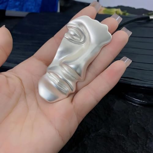Image of 2Pcs Vintage Mask Brooch Minimalist Metal Figure Face Pin for Women Men