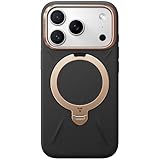 TORRAS iPhone 17 Pro 用 ケース【新感覚レザー・スキンタッチ】Ostand Q3 レザートーン MagSafe対応 リング スタンド 360°定点回転 縦横両対応 マグネット搭載 革 カメラコントロールボタン 米軍規格 耐衝撃 指紋防止こくよう・ブラック
