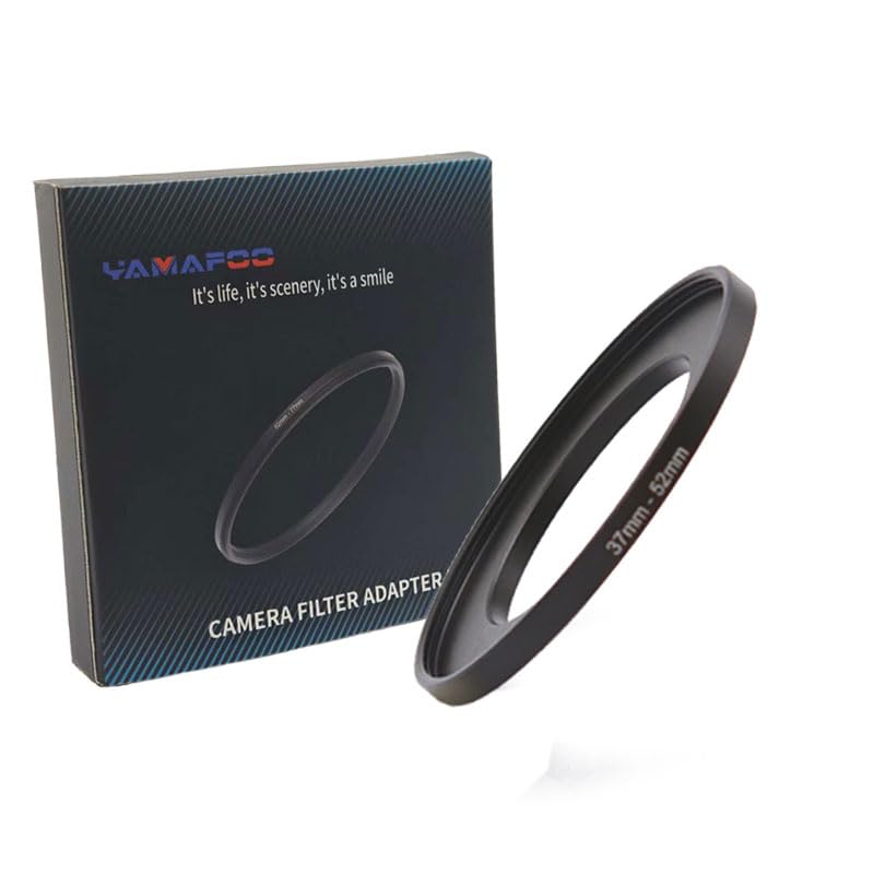 YAMAFOO 37mm to 52mm Step-Up Ring/Step Down Rings Filter Adapter for All Brands UV ND CPL Metal Ring Step-Up Rings Adapter Filter,Black (37-52)