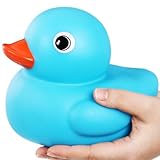 Honoson 6.89 Inch Giant Rubber Duck Big Rubber Duck Large Duckling Bath Toy with Squeaky Sound for Summer Baby Shower Birthday Party Favor Gift(Blue)