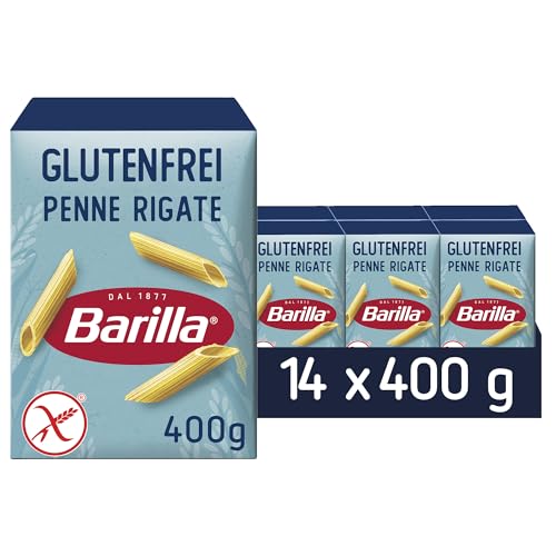 Barilla Pasta Nudeln Glutenfreie Penne Rigate aus köstlichem Mais und Reis – perfekt für Menschen mit Zöliakie oder Glutenunverträglichkeit, (14 x 400 g)