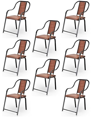 RATISON Comfortable Office Study Computer Library Visitor Chair with arm Rest with Iron Frame and Cushion seat Back, Chair Without Wheels (Tan, 8)