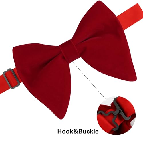 Image of Alizeal Velvet Pre-tied Adjustable Bow Tie for Men Oversize Formal Solid Tuxedo Bowtie