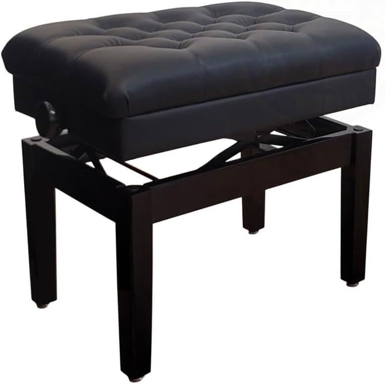 MODERNA 1C PE, Single Artist Pneumatic Adjustable Piano Bench, Polished Ebony Finish