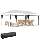 Outsunny 10' x 20' Pop-Up Canopy Shelter Party Tent with Mesh Walls - Cream White