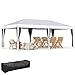 Outsunny 10' x 20' Pop-Up Canopy Shelter Party Tent with Mesh Walls - Cream White