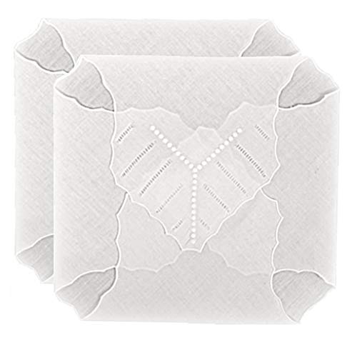 Bread Basket Liners White Bun Warmers Hems and Embroidered Dots Scalloped Edges 18 X 18 Inch (Set of 2)