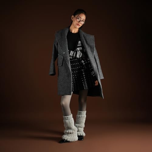 Image of Theater Women Banded Plush Ribbed Leg Warmer - Black | Soft Ribbed Knit with Contrast Band | Stretchable & Stylish | Free Size Layer