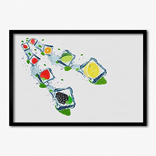 Cadre MDF 70x50 cm Tulup avec photo fruits en cubes pour décoration murale de salon