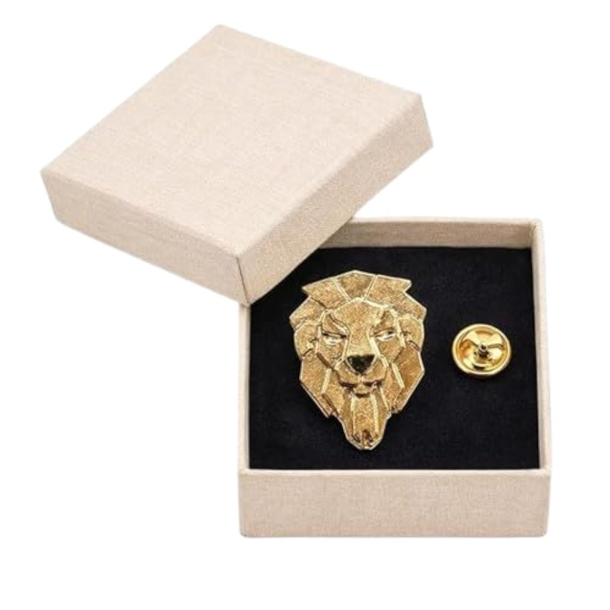 Unisex Bronze Lion Head Brooch Pin, Antique Finish