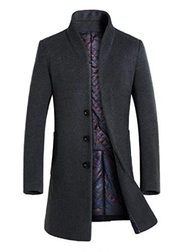 Lavnis Men's Trench Coat Long Wool Blend Overcoat Slim Fit Down Topcoat Thicken Style Gary L