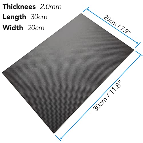 Cncarbonfiber CF-PLAIN20030020 2.0X200X300 Plain Matte Carbon Fiber Sheet,1.0 thumb #1