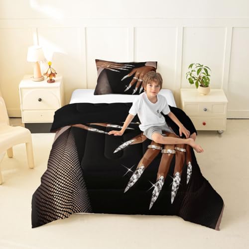 Image of Erosebridal African American Comforter Set Twin Size Black Woman Bedding Set for Women Girls Afro Magical Comforter Black Female Quilt Duvet for Teens Adult Melanin Bedroom Decor, 2 Piece