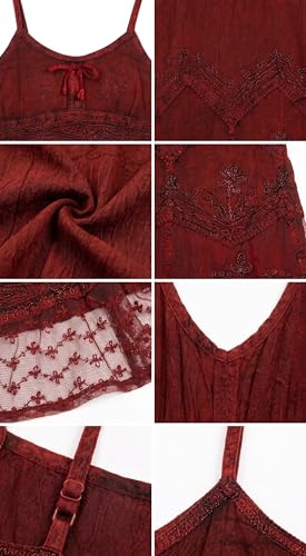 Image of Sakkas Stonewashed Rayon Adjustable Spaghetti Straps Mid Length Dress