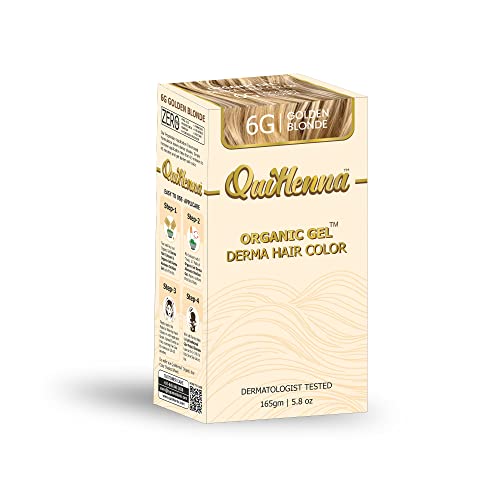 QUIKHENNA Organic Hair Colour Derma Gel 6G 165gm | Dermatologist Recommended PPD & Ammonia Free Permanent Hair Color | Natural Hair Colour for Women & Men 165 g (Pack of 1) Golden Blonde -  Pure Natural Products Private Limited, 8904270723886