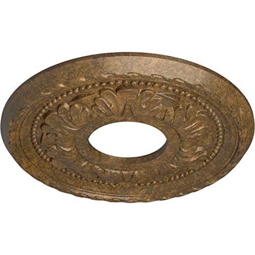 Image of Ekena Millwork CM11PMRZS 11-3 /8 inch x 3-5 /8 inch x 7 /8 inch Palmetto Ceiling Medallion, Rubbed Bronze