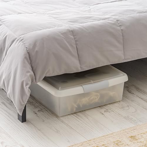 40 Qt Clear Stackable Plastic Storage Bin With Secure Latching Lid, Low Profile Under Bed Transparent Tote With Built-in Handles, Dustproof Container For Clothes, Bedding, Toys, Garage And Closet - Image 6